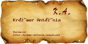 Krámer Antónia névjegykártya